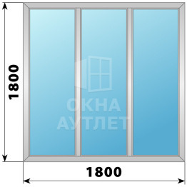Трехстворчатое глухое алюминиевое окно Г-Г-Г 1800×1800 ОА-34187