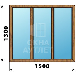 Трехстворчатое глухое деревянное окно из лиственницы Г-Г-Г 1500×1300 ОА-35834