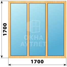Трехстворчатое глухое деревянное окно из сосны Г-Г-Г 1700×1700 ОА-35927