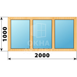 Трехстворчатое глухое деревянное окно из сосны Г-Г-Г 2000×1000 ОА-35309