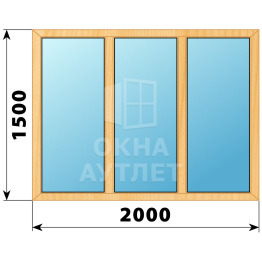 Трехстворчатое глухое деревянное окно из сосны Г-Г-Г 2000×1500 ОА-36023