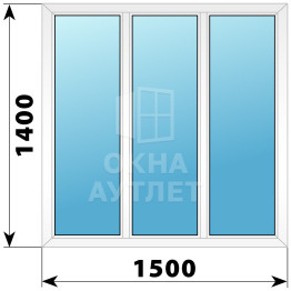 Трехстворчатое глухое пластиковое окно Г-Г-Г 1500×1400 ОА-32622