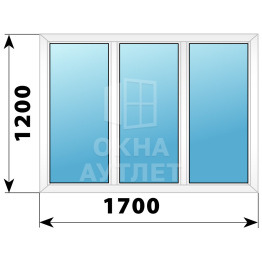 Трехстворчатое глухое пластиковое окно Г-Г-Г 1700×1200 ОА-32589