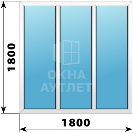 Трехстворчатое глухое пластиковое окно Г-Г-Г 1800×1800 ОА-32763
