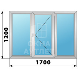Трехстворчатое поворотное алюминиевое окно Г-П-Г 1700×1200 ОА-34205