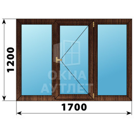 Трехстворчатое деревянное окно из дуба Г-П-Г 1700×1200 ОА-37160