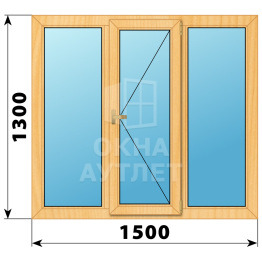 Трехстворчатое деревянное окно из сосны Г-П-Г 1500×1300 ОА-35531