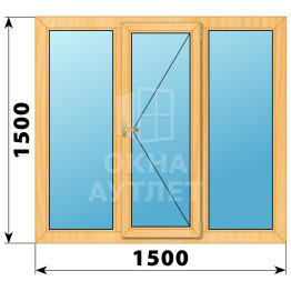 Трехстворчатое деревянное окно из сосны Г-П-Г 1500×1500 ОА-35825