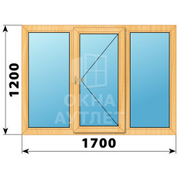 Трехстворчатое деревянное окно из сосны Г-П-Г 1700×1200 ОА-35756