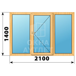 Трехстворчатое деревянное окно из сосны Г-П-Г 2100×1400 ОА-36527