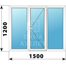 Трехстворчатое поворотное пластиковое окно Г-П-Г 1800×1500 ОА-32952