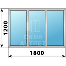 Трехстворчатое дерево-алюминиевое окно 1800×1200 Г-Г-Г ОА-37022