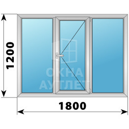 Трехстворчатое дерево-алюминиевое окно 1800×1200 Г-П-Г ОА-37367