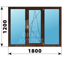 Трехстворчатое окно из дуба 1800×1200 Г-ПО-Г ОА-37247