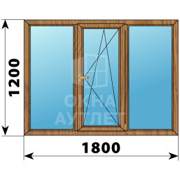 Трехстворчатое окно из лиственницы 1800×1200 Г-ПО-Г ОА-36782
