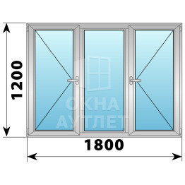 Трехстворчатое дерево-алюминиевое окно 1800×1200 П-Г-П ОА-37517