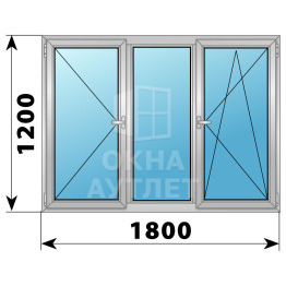 Трехстворчатое дерево-алюминиевое окно 1800×1200 П-Г-ПО ОА-37568
