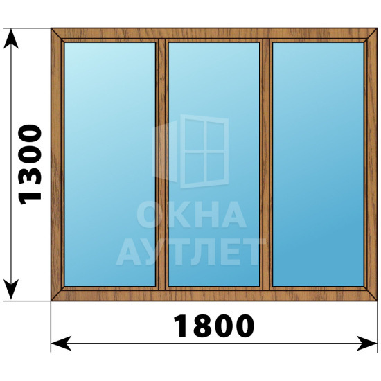 Трехстворчатое окно из лиственницы 1800×1300 Г-Г-Г ОА-36455