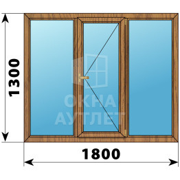 Трехстворчатое окно из лиственницы 1800×1300 Г-П-Г ОА-36842