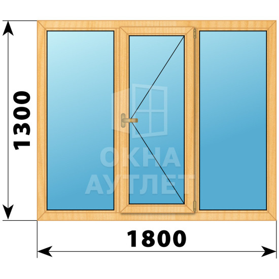 Трехстворчатое окно из сосны 1800×1300 Г-П-Г ОА-36113