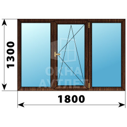 Трехстворчатое окно из дуба 1800×1300 Г-ПО-Г ОА-37373