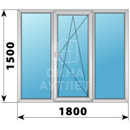 Трехстворчатое дерево-алюминиевое окно 1800×1500 Г-ПО-Г ОА-37661