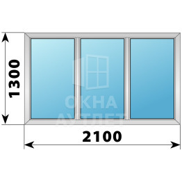 Трехстворчатое дерево-алюминиевое окно 2100×1300 Г-Г-Г ОА-37385