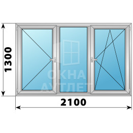 Трехстворчатое дерево-алюминиевое окно 2100×1300 П-Г-ПО ОА-37760