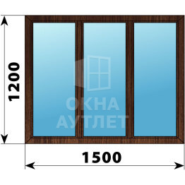 Трехстворчатое окно из дуба 1500×1200 Г-Г-Г ОА-46587