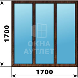 Трехстворчатое окно из дуба 1700×1700 Г-Г-Г ОА-47037