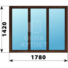 Трехстворчатое окно из дуба 1780×1420 Г-Г-Г ОА-47322