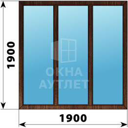 Трехстворчатое окно из дуба 1900×1900 Г-Г-Г ОА-47238