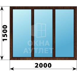 Трехстворчатое окно из дуба 2000×1500 Г-Г-Г ОА-46656