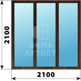 Трехстворчатое окно из дуба 2100×2100 Г-Г-Г ОА-47871