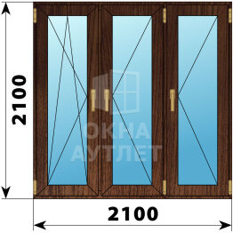 Трехстворчатое окно из дуба 2100×2100 ПO-П-П ОА-48932