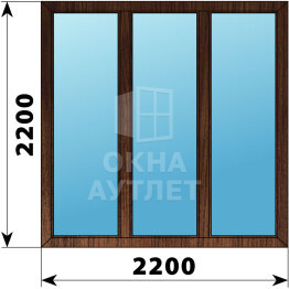 Трехстворчатое окно из дуба 2200×2200 Г-Г-Г ОА-48207