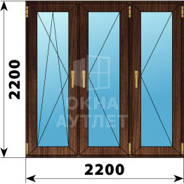 Трехстворчатое окно из дуба 2200×2200 ПO-П-П ОА-49034