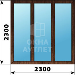 Трехстворчатое окно из дуба 2300×2300 Г-Г-Г ОА-48483