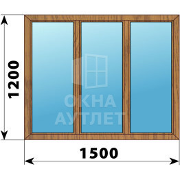Трехстворчатое окно из лиственницы 1500×1200 Г-Г-Г ОА-45669