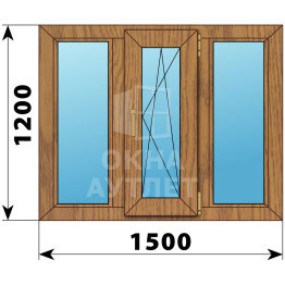 Трехстворчатое окно из лиственницы 1500×1200 Г-ПО-Г ОА-46272
