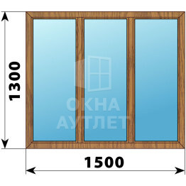 Трехстворчатое окно из лиственницы 1500×1300 Г-Г-Г ОА-45936