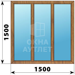 Трехстворчатое окно из лиственницы 1500×1500 Г-Г-Г ОА-46161