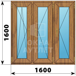 Трехстворчатое окно из лиственницы 1600×1600 ПO-П-П ОА-50417