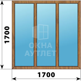 Трехстворчатое окно из лиственницы 1700×1700 Г-Г-Г ОА-49910