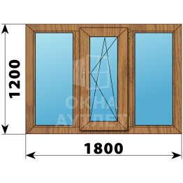 Трехстворчатое окно из лиственницы 1800×1200 Г-ПО-Г ОА-46482