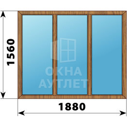 Трехстворчатое окно из лиственницы 1880×1560 Г-Г-Г ОА-49874
