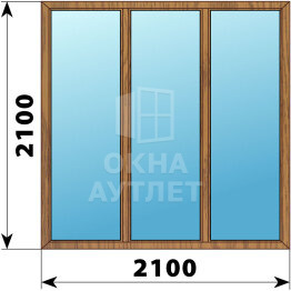 Трехстворчатое окно из лиственницы 2100×2100 Г-Г-Г ОА-46950