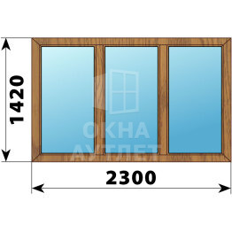 Трехстворчатое окно из лиственницы 2300×1420 Г-Г-Г ОА-47451