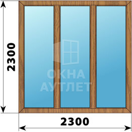Трехстворчатое окно из лиственницы 2300×2300 Г-Г-Г ОА-47598