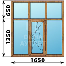 Трехстворчатое окно с глухой фрамугой из лиственницы 1650×1900 Г-ПО-Г ОА-47583